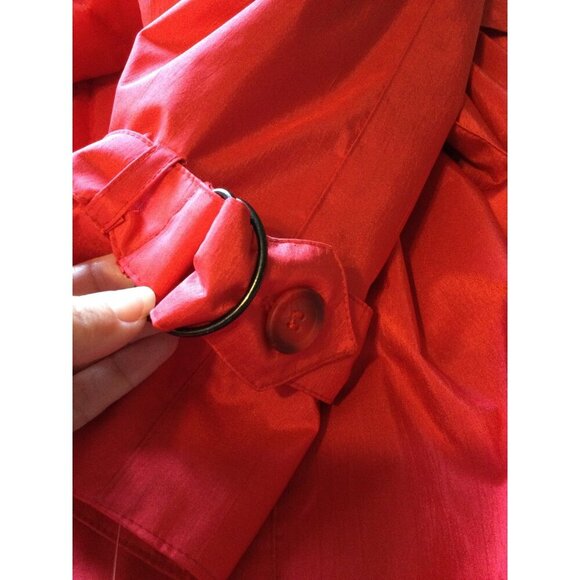 Vintage NWT Maggie Barnes Womens Red Trench Coat Plus Size 24W Removable Liner - Picture 11 of 13